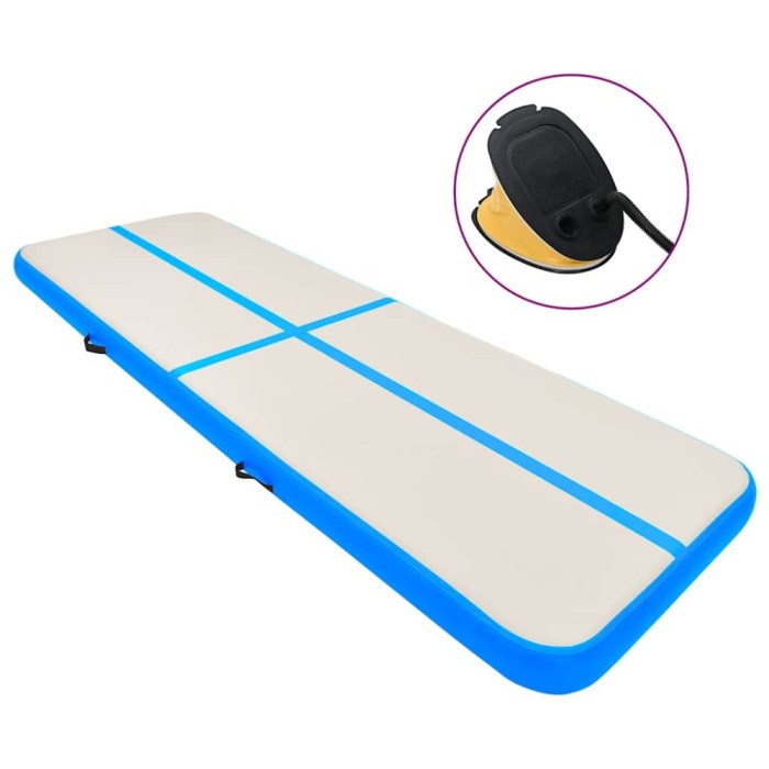 vidaXL Saltea gimnastică gonflabilă cu pompă albastru 800x100x15cm PVC 92674