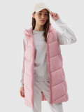 Vestă din puf cu umplutură sintetică pentru femei - roz pudrat, 4F Sportswear