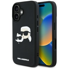 Husa pentru iPhone 16 - Karl Lagerfeld 3D Design (KLHCP16SRBCKCHLK) - Rubber Karl&amp;Choupette