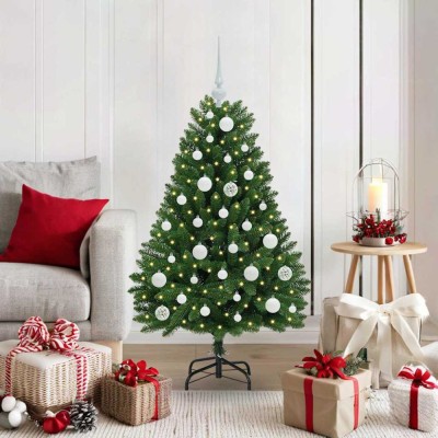 vidaXL Brad de Crăciun artificial cu 150 LED Verde 120 cm PVC și Metal 3395670 foto