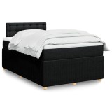 Gossi pat box spring cu saltea, negru, 120x190 cm, catifea