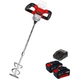 Einhell TE-MX 18 Li PXC + Twinpack + 4514095 - Masina de amestecat 100 mm + Set 2 acumulatori si incarcator Li-Ion 18 V 4 Ah