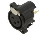 Conector XLR mamă 3 pini, 6A, 133V, THT, aurit - AMPHENOL