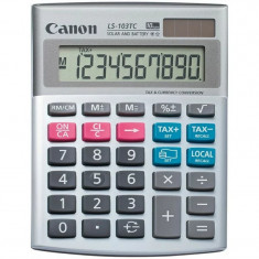 Calculator de birou CANON LS103TC ecran 10 digiti alimentare solara si baterie display LCD foto