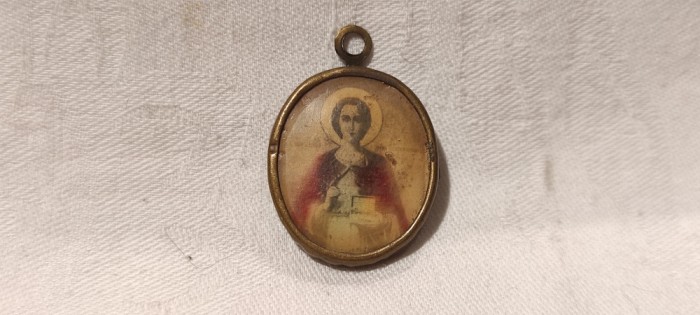 unic MEDALION religios 1850 - 1900 piesa de COLECTIE cu foto interschimbabila