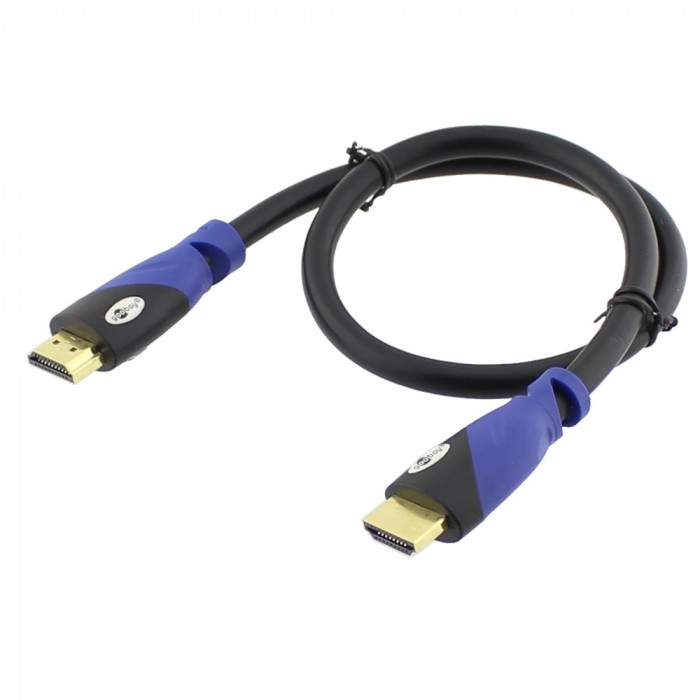 Cablu HDMI tata, HDMI tata, 0.5m, negru-albastru, Goobay, 72315, T199906