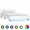 Cadru de pat cu LED alb 140 x 200 cm piele ecologica