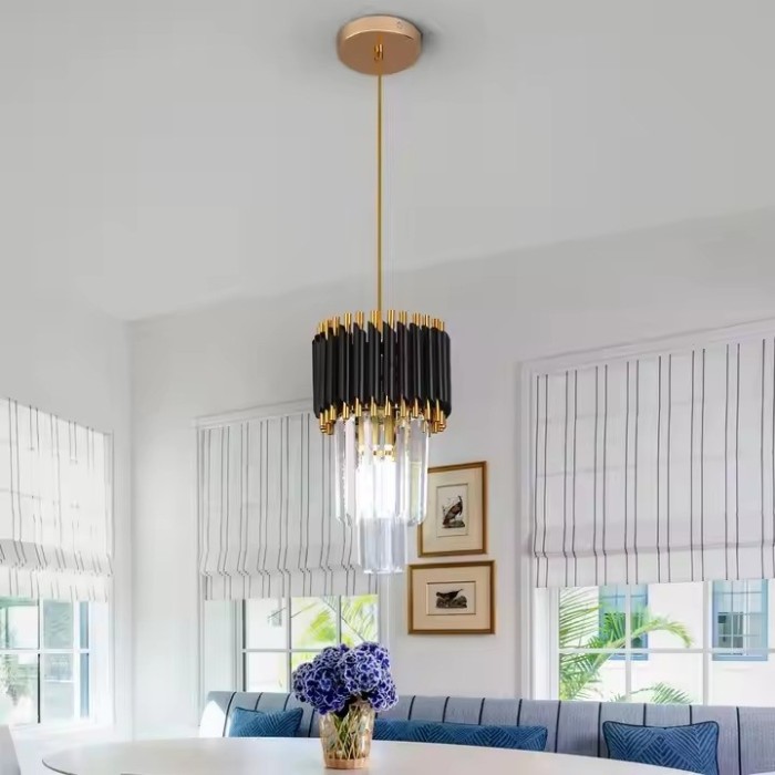 Greelustr Candelabru HBL-D19, Candelabru aluminiu+cristal capiz, 2 randuri, pentru bucatari, hol, dormitor