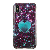 Husa TPU OEM Glitter Green Heart pentru Apple iPhone X / Apple iPhone XS, Multicolor