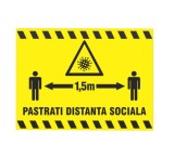 Indicator informare Pastrati distanta sociala 1.5 m, PVC, 20 x 30 cm