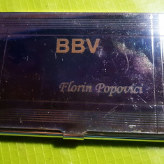 F78-Port carti de vizita Florin Popovici- BBV argintat cca 10/6.5 cm.