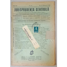 JURISPRUDENTA GENERALA , PUBLICATIUNE SAPTAMANALA DE JURISPRUDENTA ROMANA SI STRAINA , NR. 31, 1942