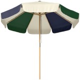 Outsunny Umbrelă de Grădină cu Fr&acirc;nghie Protecție Solară UPF30+ Stil Retro Efect Lemn cu Volane &Icirc;nclinabilă &Oslash; 226 cm Crem și Verde | Aosom Romania