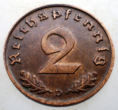 2.862 GERMANIA 2 REICHSPFENNIG 1938 D foto
