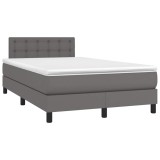vidaXL Pat cu arcuri, cu saltea și LED, gri, 120x190 cm, piele eco 3270139