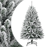 Brad de Crăciun artificial cu balamale și zăpadă pufoasă 150 cm