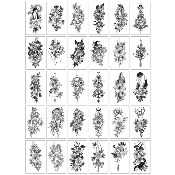 Set 30 Tatuaje Temporare, Cyrax, pe Baza de Apa, Model 4, Negru