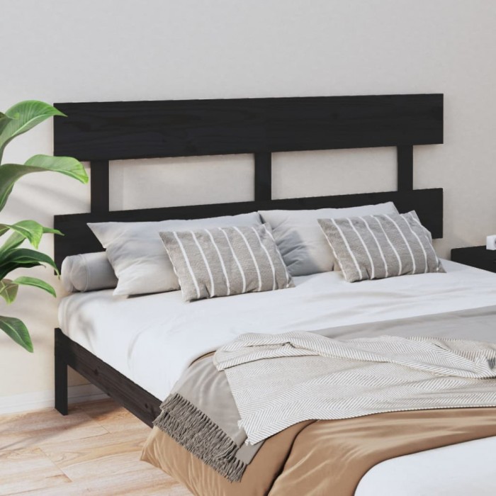 Gossi tablie de pat, negru, 164x3x81 cm, lemn masiv de pin
