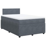 Cumpara ieftin Pat box spring cu saltea, gri inchis, 120x200 cm, catifea