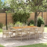VidaXL Set de masă pentru grădină 9 pcs Bej Rattan poli 3334922