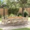 vidaXL Set de masă pentru grădină 9 pcs Bej Rattan poli 3334922
