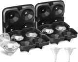 Set de 2 tavi pentru cuburi de gheata Saicoos, silicon, negru, forma diamant, 12,5 x 12,5 cm