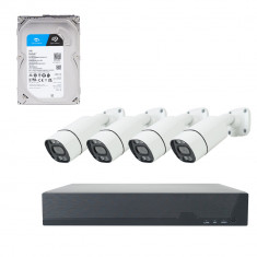 Kit supraveghere video POE PNI House IPMAX POE 8, NVR cu 4 porturi POE, 4 camere cu IP 8MP, HDD 1TB inclus