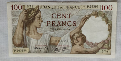 Franța - 100 Francs / franci (1941) foto