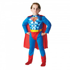 Costum Superman cu muschi si efect metalic Deluxe DC pentru copii, Rubie s , L, 7 - 8 ani foto