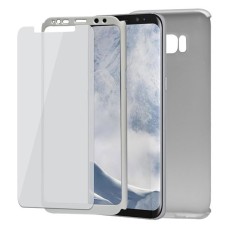 Husa protectie pentru Samsung Galaxy S8 Plus, Argintiu, Fullbody fata-spate, folie de protectie gratis