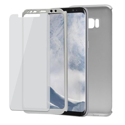 Husa protectie pentru Samsung Galaxy S8 Plus, Argintiu, Fullbody fata-spate, folie de protectie gratis foto