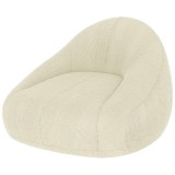 HOMCOM Pouf pentru adulți din velur canaletat, căptușit cu spumă, formă &icirc;nfășurătoare, fără asamblare, 114x121x60cm, Cremă | Aosom Romania