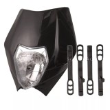 Cumpara ieftin Carena si far fata pentru motociclete, negru, cu faza scurta si lunga - Model universal pentru ENDURO Trail Streetfighter