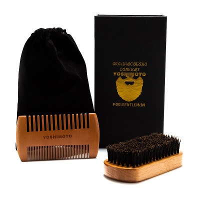 Set ingrijire barba Comb Power Yoshimoto, lemn, par mistret, 100 mm foto