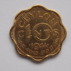 10 CENTS 1944 CEYLON-XF