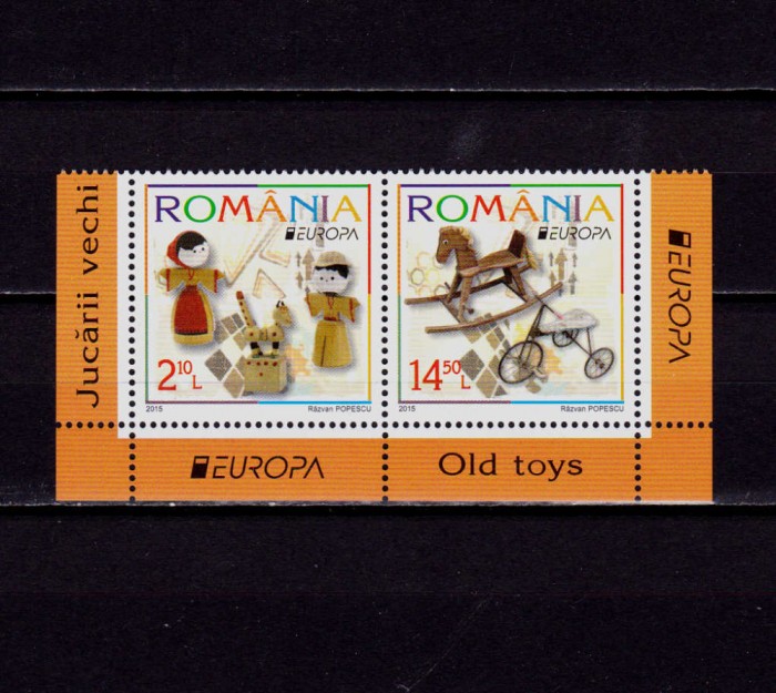 ✅RO 2015 ,LP 2063 ,&quot;Jucarii vechi&quot;, serie cu punte+tabs ( T I sau TII !),MNH