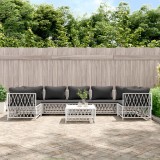 VidaXL Set mobilier gradina 8 piese alb otel cu perne confortabile