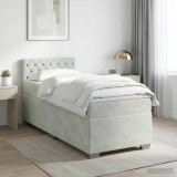 Cumpara ieftin Pat boxspring cu saltea Gri deschis 80 x 200 cm Catifea