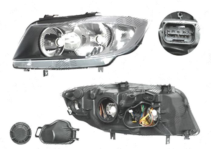 Far Bmw Seria 3 (E90/E91), 11.2004-08.2008, fata, Stanga, Tip= ZKW; H7+H7+PY21W+W5W; electric; negru; fara motoras, Taiwan