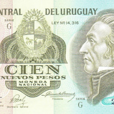 Bancnota Uruguay 100 Nuevos Pesos (1987) - P62A UNC ( serie G )
