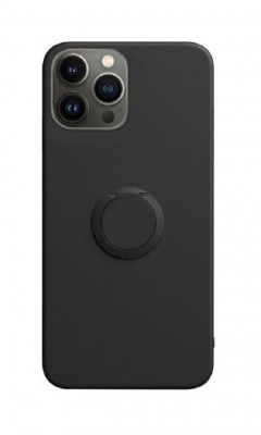 Husa compatibila cu Samsung Galaxy S21 FE, silicon, inel rotativ pentru prindere magnetica, interior din catifea, Negru foto