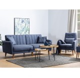 Cumpara ieftin Set canapea 3 locuri extensibila si fotoliu Aqua Albastru inchis
