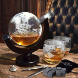 Set decantor glob whisky si cuburi pentru racire StarHome GiftGalaxy, Hessa