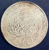 (A1039) MONEDA DIN ARGINT GERMANIA - 10 MARK 1972, LIT. G, OLIMPIADA DE LA MUNCHEN, Europa