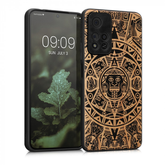 Husa Kwmobile pentru Xiaomi Redmi Note 11 Pro Plus 5G, Lemn, Maro/Negru, 58100.02