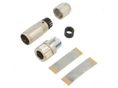 Mufă Ethernet M12 PIN 4 mamă drept push-lock foto