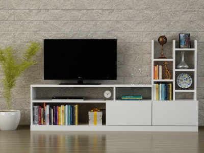 COMODA TV Dolunay - White, Alb, 164x91x25 cm foto