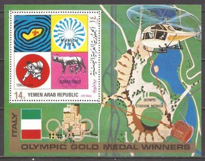 YEMEN 1971 SPORT OLIMPICI ITALIENI ( colita dantelata ) MNH foto