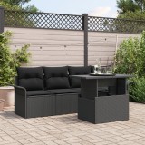 Set canapea grădină vidaXL 5 piese cu perne Negru Ratan sintetic
