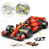 Cumpara ieftin Masina F1 Rosie de Construit, Scara 1:10, 1200+ piese, Set Constructie Tehnic, Replica Fidela Monopost Formula 1, 48x22x11, Durabil, Creativ, Pentru C